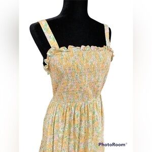 Modcloth Charming Chance Encounters Maxi Dress Smocked Floral Large